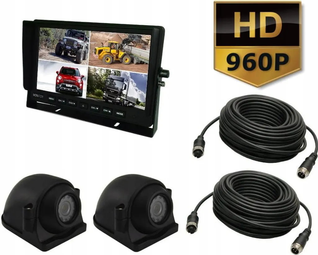 Kit Vidéo AHD 2 Caméras de Recul et Moniteur LCD 10 Pouces HD