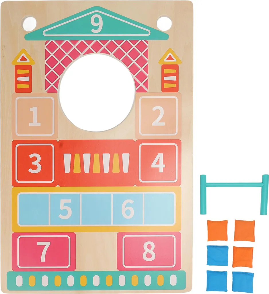 Jeu de lancer de pouf avec 6 sacs de sable et support stable intérieur - 3