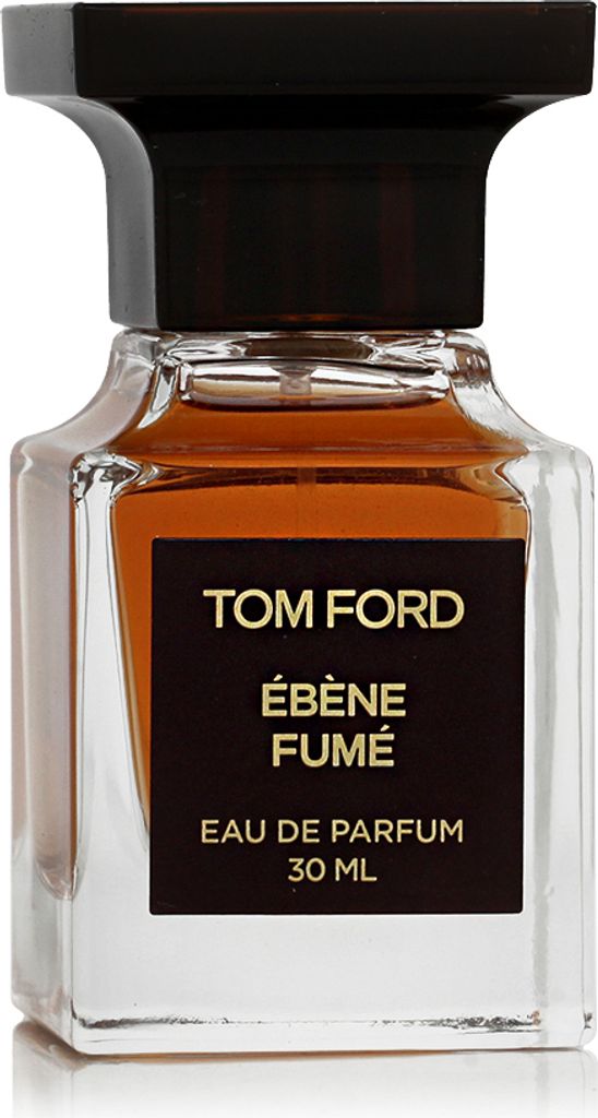 A close-up studio shot of a Tom Ford perfume bottle.