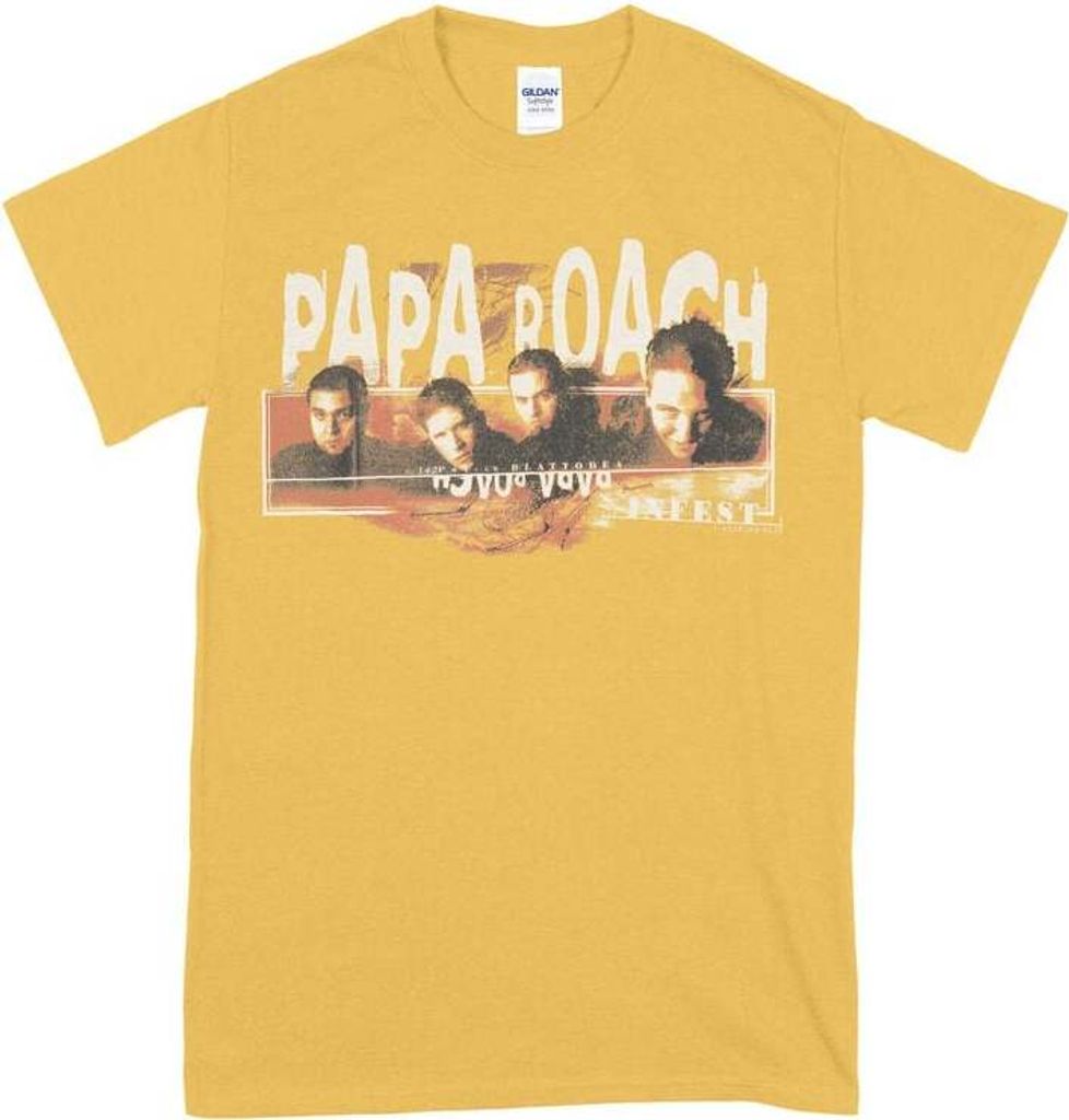 Papa Roach T-Shirt Herren Heads gelb Band-Merch, Bands 100% Baumwolle XL