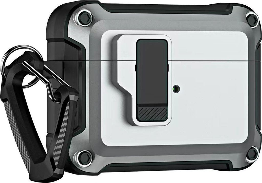 Airpods 4 Pro Armor Case mit Karabiner - Grau