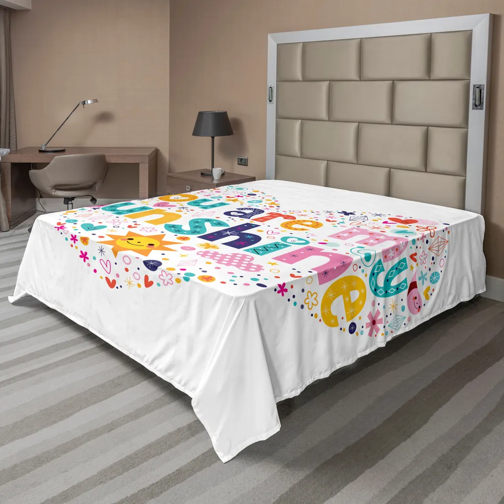 Drap plat ABAKUHAUS 275 x 260 cm avec Citation Motivante Multicolore