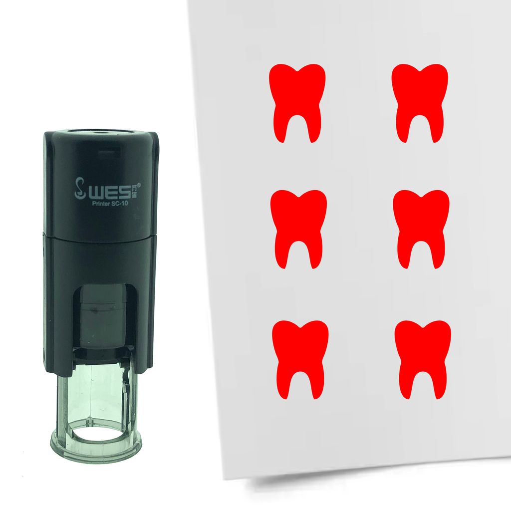 CombiCraft Selbstfärbender Stempel 'Zahn' in der Farbe Rot, Ø10mm