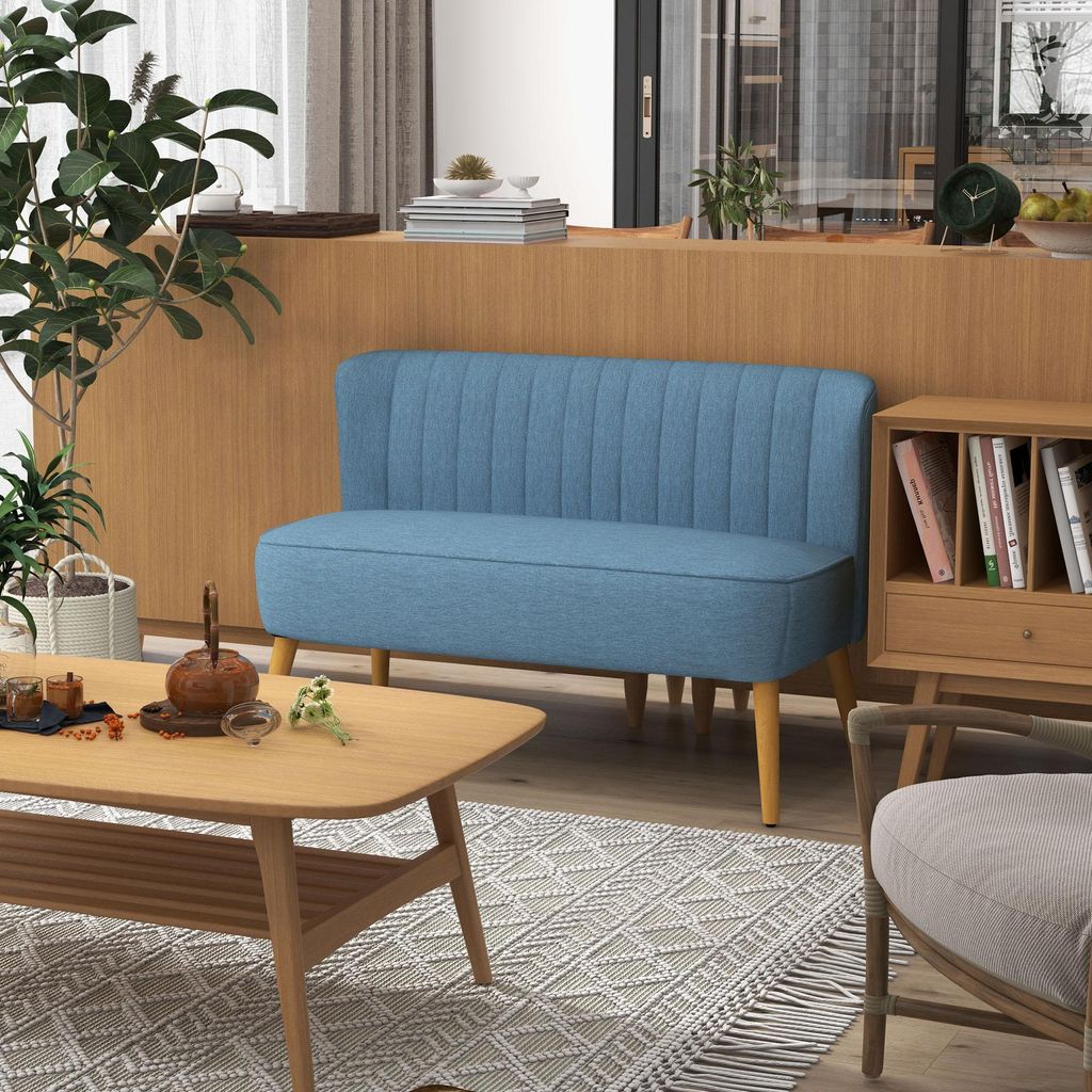 Sofa dwuosobowa HOMCOM, mała sofa dwuosobowa z lnianym Zdjęcie produktu 