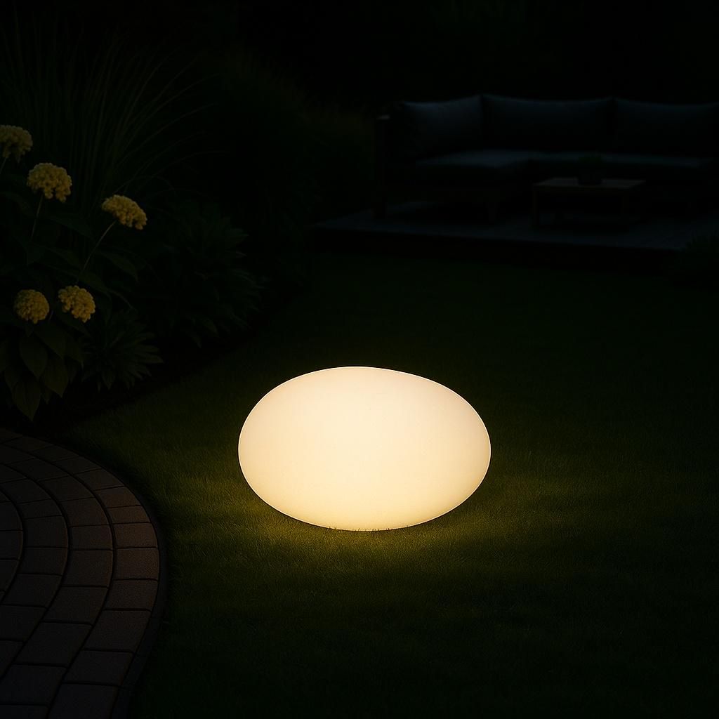 MeLiTec Solarleuchte - Solar-Gartenlampe LED mit Farbwechsel - für Garten Balkon Terrasse - Breite 35 cm - Kunststoff - flache Kugel - LK02-6