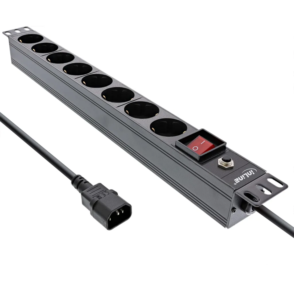 InLine PDU 8 Posti Rack 19" | Multipresa Professionale 2500W C14 IEC