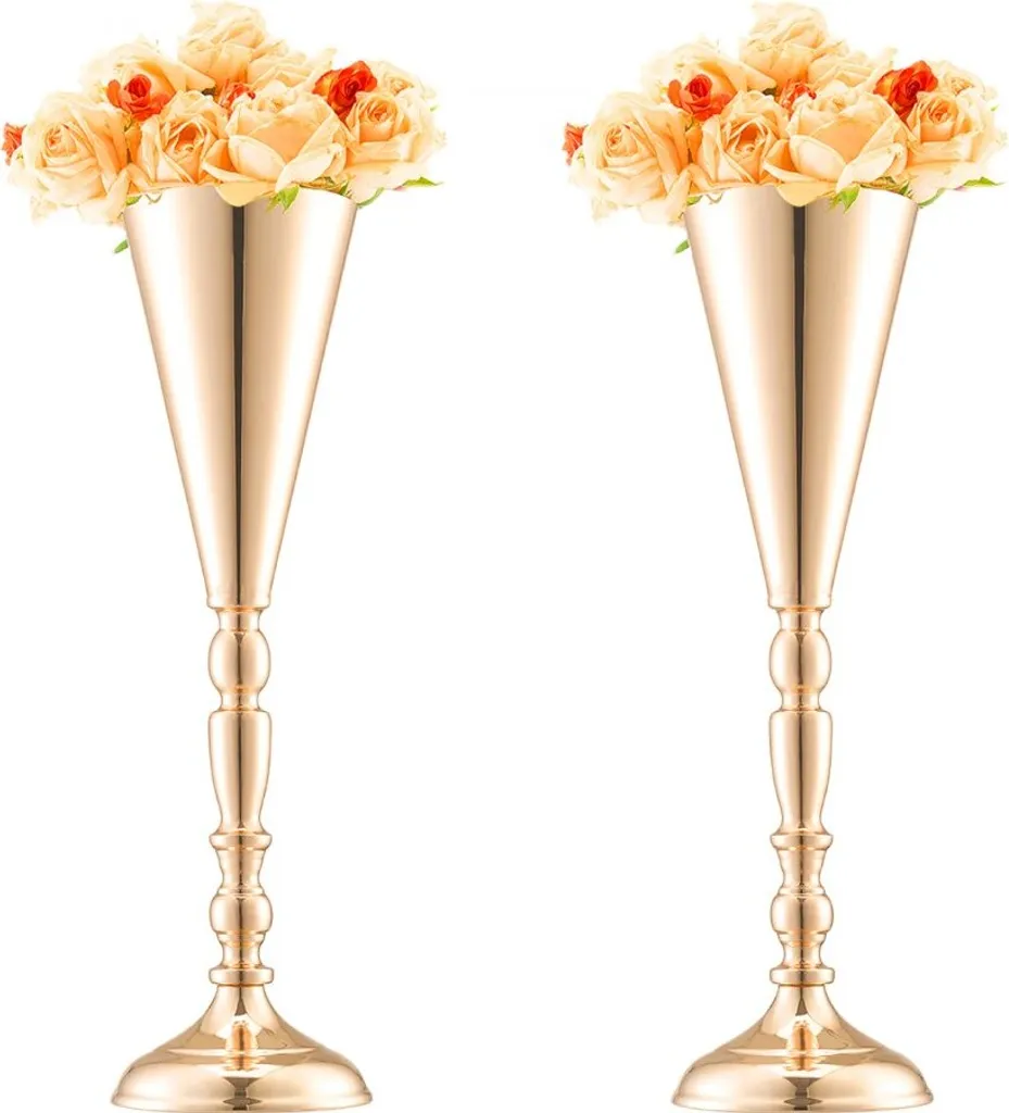 Support fleurs doré 43 cm stable - Solution déco table mariage 10 pcs - 10