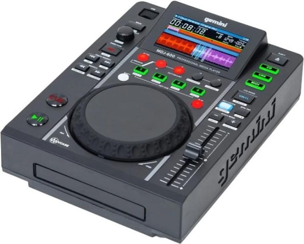 A DJ media player is shown from a slightly elevated angle against a white background.