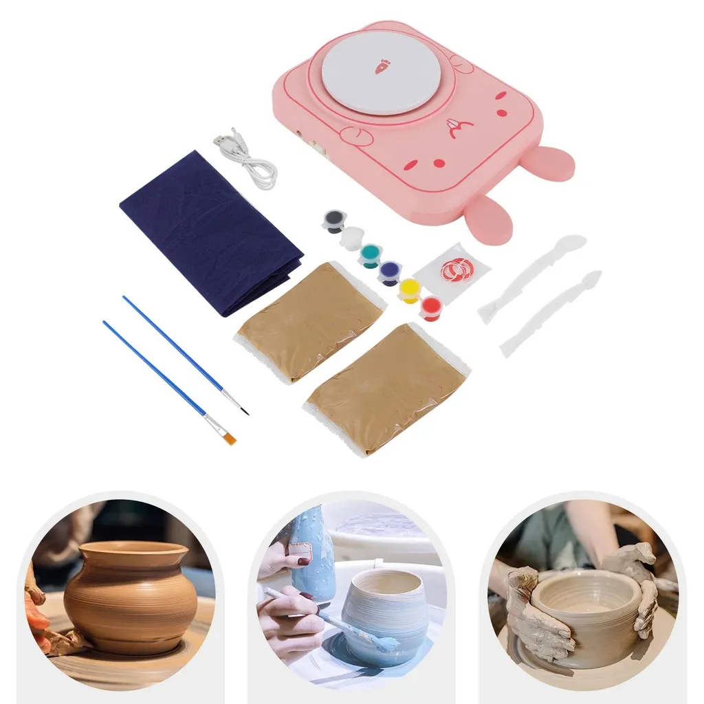 Activité manuelle enfant : kit tour de potier lapin gris de table