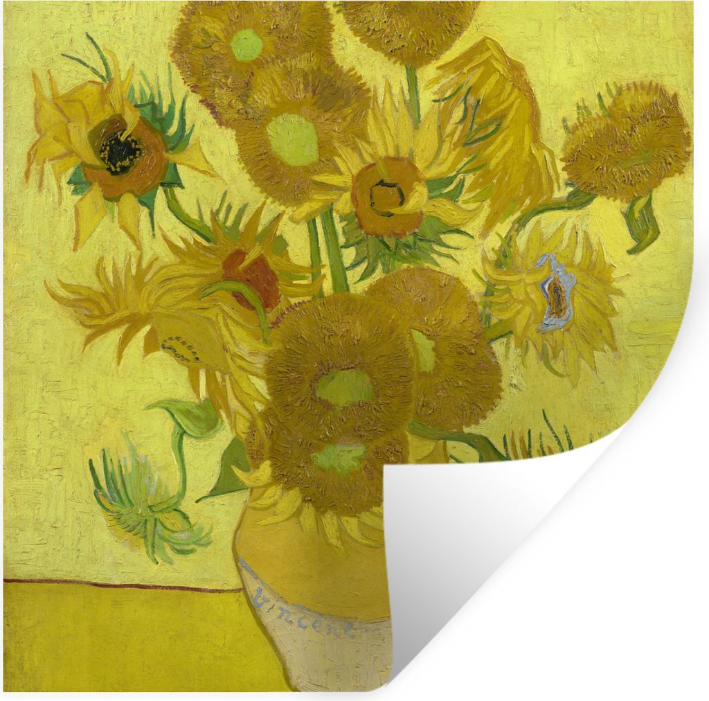 MuchoWow Wandtattoo Wandsticker Wandaufkleber Sonnenblumen - Vincent van Gogh 80x80 cm Selbstklebend und Repositionierbar - Wierderverwendbar - S...