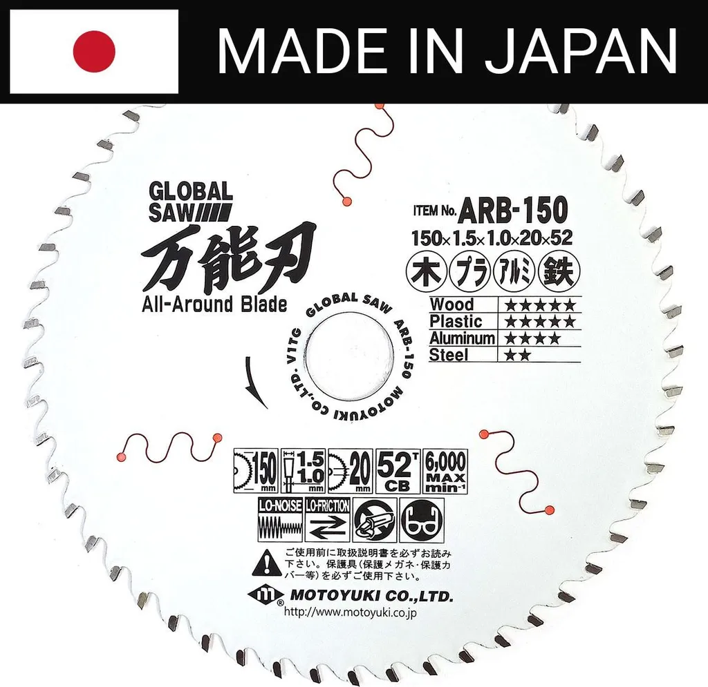Lame de scie multi-matériaux GLOBAL SAW 150x1.5x20mm 52 dents polyvalente