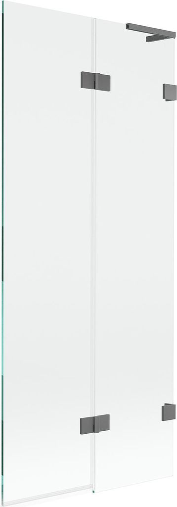 Mexen Lunar L Badewannenfaltwand 2-teilig rechts 80 x 150 cm, transparent, Gun Metal - 897L-080-100-95-00-P