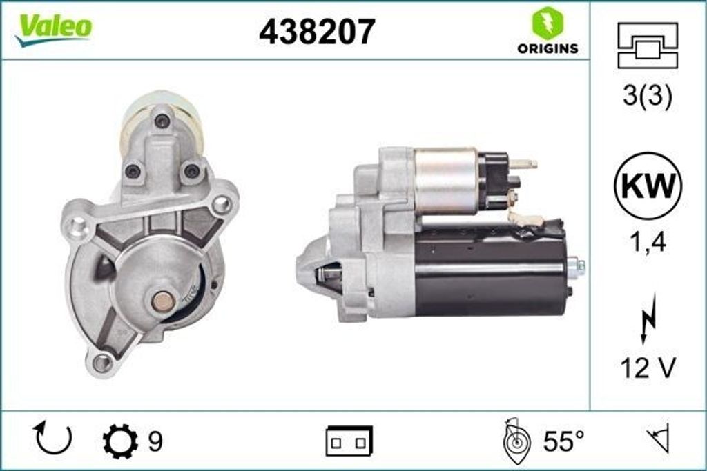 VALEO 438207 - OE 5802 C1 Anlasser, Starter für ZX (N2), Xsara, Jumper, Berlingo, Ulysse, Ducato, Partner (5, G), Boxer, 806 (221), 406, 405 II, 306