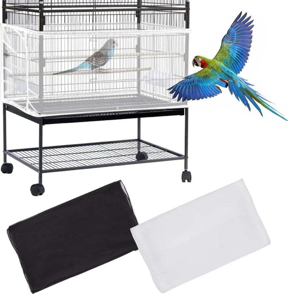 Attrape-graines pour cage à oiseaux avec cordon de serrage réglable