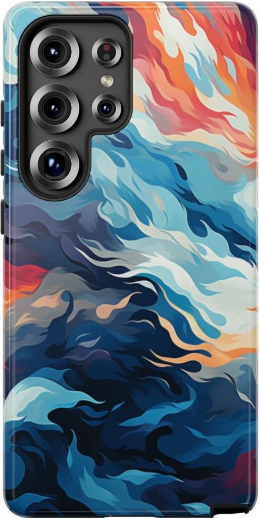 Abstrakte Wellen in Feuerfarben – Hülle Kompatibel mit Samsung Galaxy S25 Ultra
