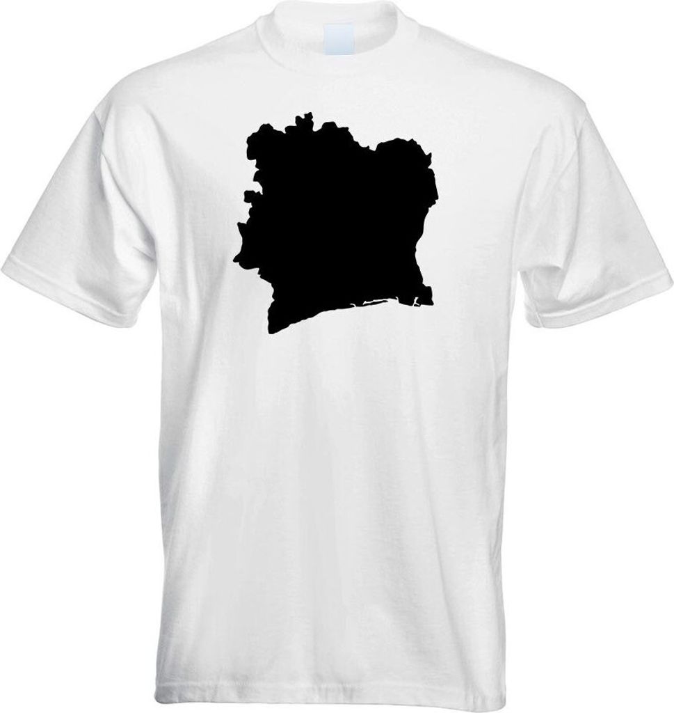 Kiwistar - T-Shirt - Weiss - Elfenbeinküste Umriss Kontur Herren Funshirt Bedruckt Design Sprüche Spruch Motive - mit Motiv Bedruckt - Funshirt D...