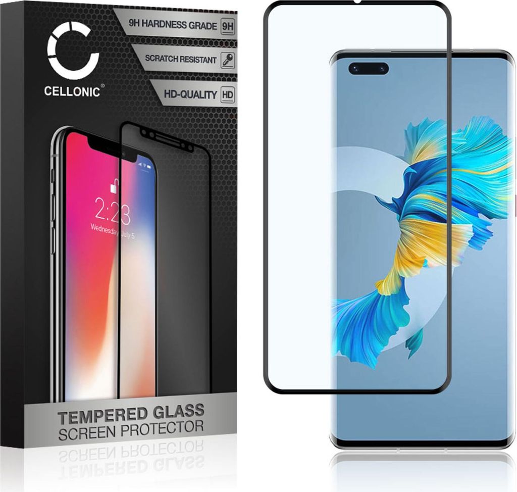 CELLONIC Displayschutzglas kompatibel mit Huawei Mate 40 Pro (3D Full Cover 9H 0.33mm Full Glue) Glas schwarz Displayschutz Schutzglas Tempered Glass