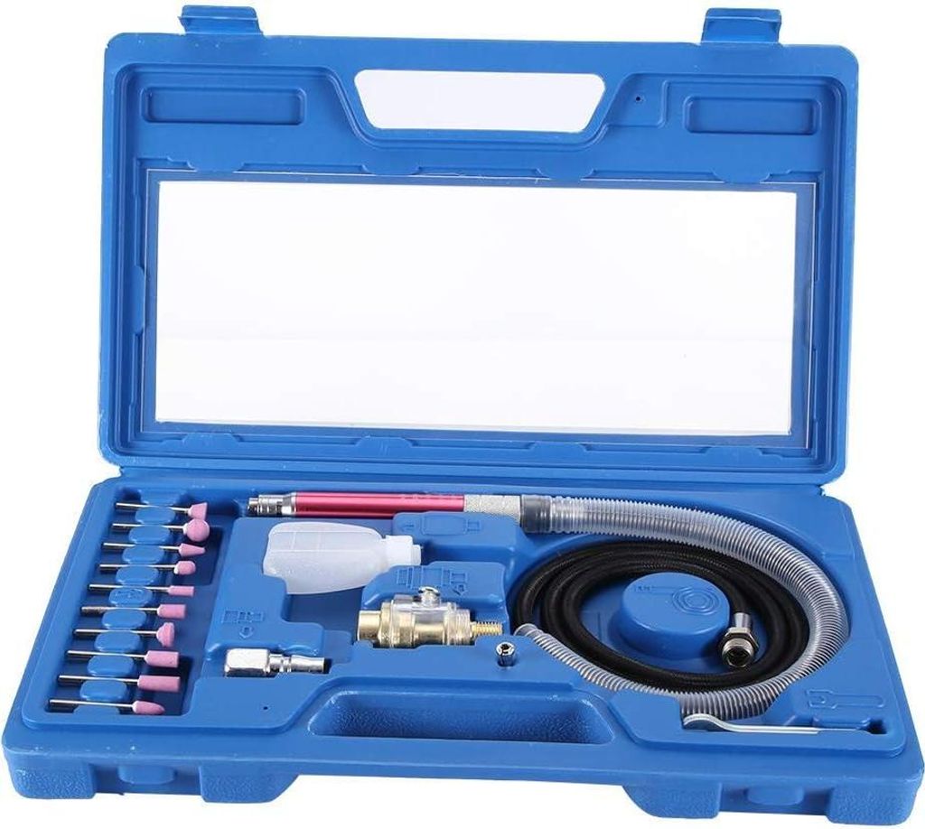 Pneumatisches Stiftschleiferset 19 Teile 54000 U/min Handpolieren Gravieren Luftwinkel Stiftschleifer Werkzeug Schleifmaschine