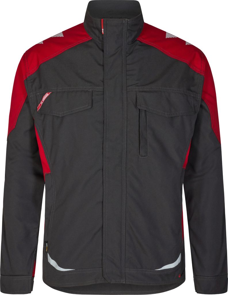 F. Engel Galaxy Arbeitsjacke, Anthrazit Grau/Tomato Red, Gr. XL