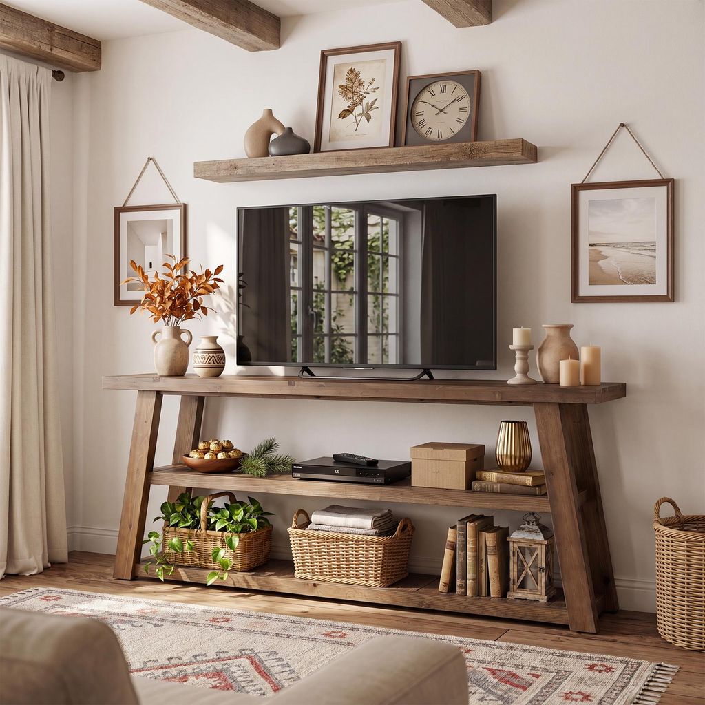 Wanbor TV Lowboard 160 cm aus Massivholz für Fernseher bis Produktbild 