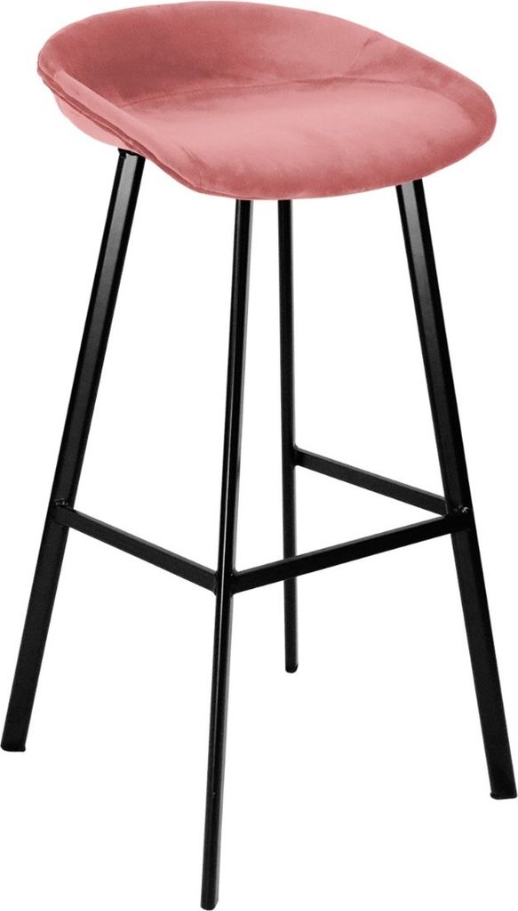 Barhocker Finn mit einer Höhe von 80cm, gefertigt aus Velours und Stahl