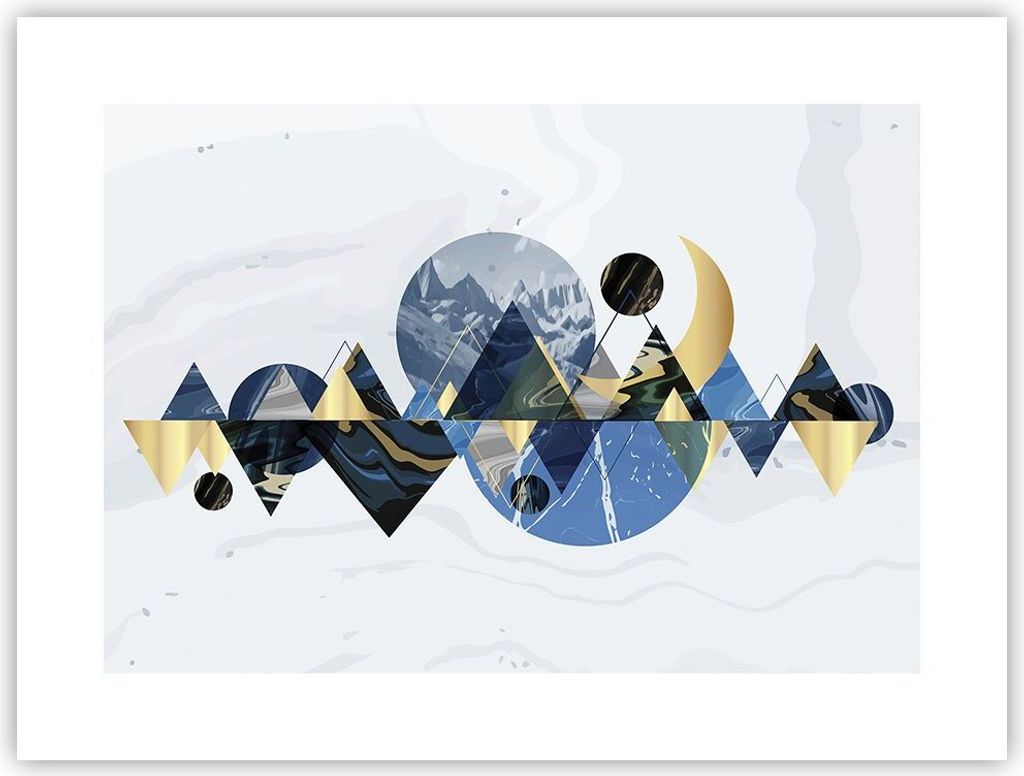 Poster - Poster ohne Rahmen - Abstraktion Geometrisch Berge - 40x30 cm - Wand Bild - Wanddeko - Wandbilder - Kunstposter - Wandposter - Bilder - Ku...