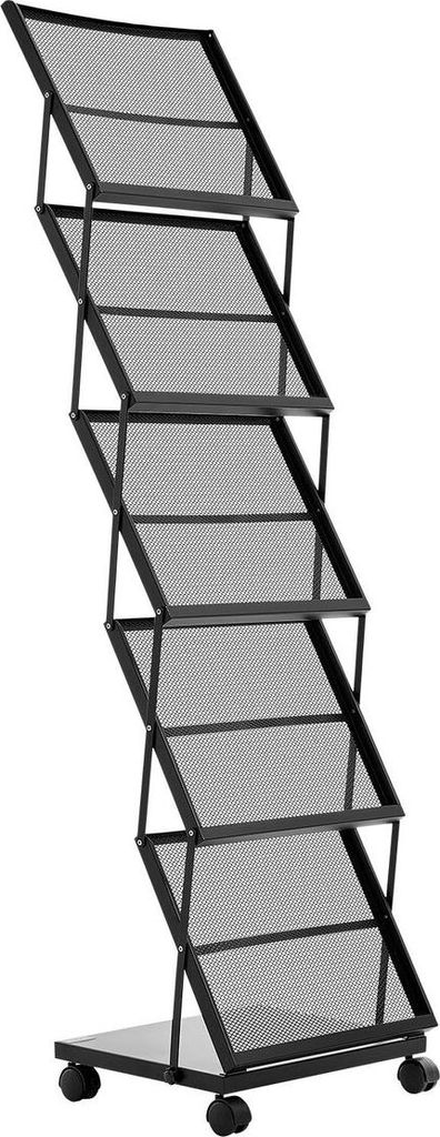 Broschürenständer, faltbarer Zeitschriftenständer mit 5 Fächern, beweglicher Zeitschriftenständer mit Rollen, Metallhalter für Zeitungen und ...