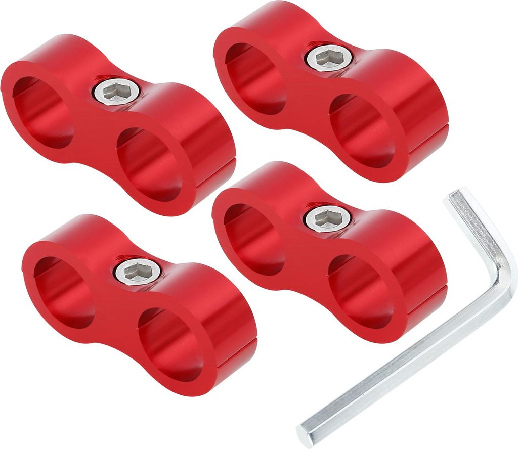 4 Stk. AN8 16mm Schlauchtrennklemmenadapter mit Schraubenschlüssel für Auto Rot