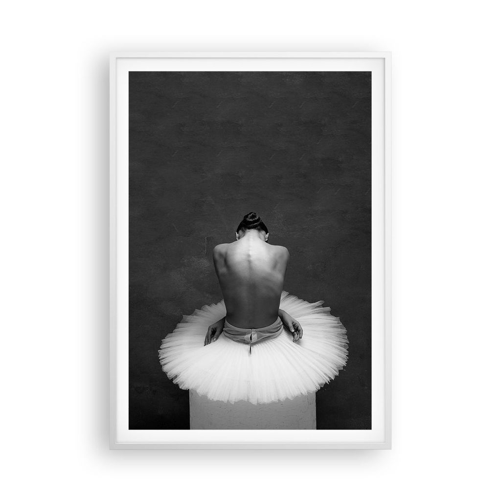 Gerahmtes Poster - Weißer Rahmen - Ballerina Rücken Stück - 70x100 cm - Wand Bild - Wanddeko - Wandbilder - Kunstposter - Wandposter - Bilderrah...
