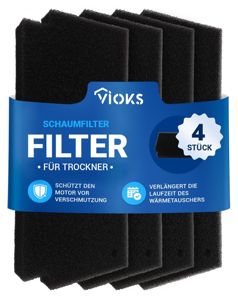 4x Schaumstoffmatte passend wie Bosch 12022801 EasyClean Filter für Trockner