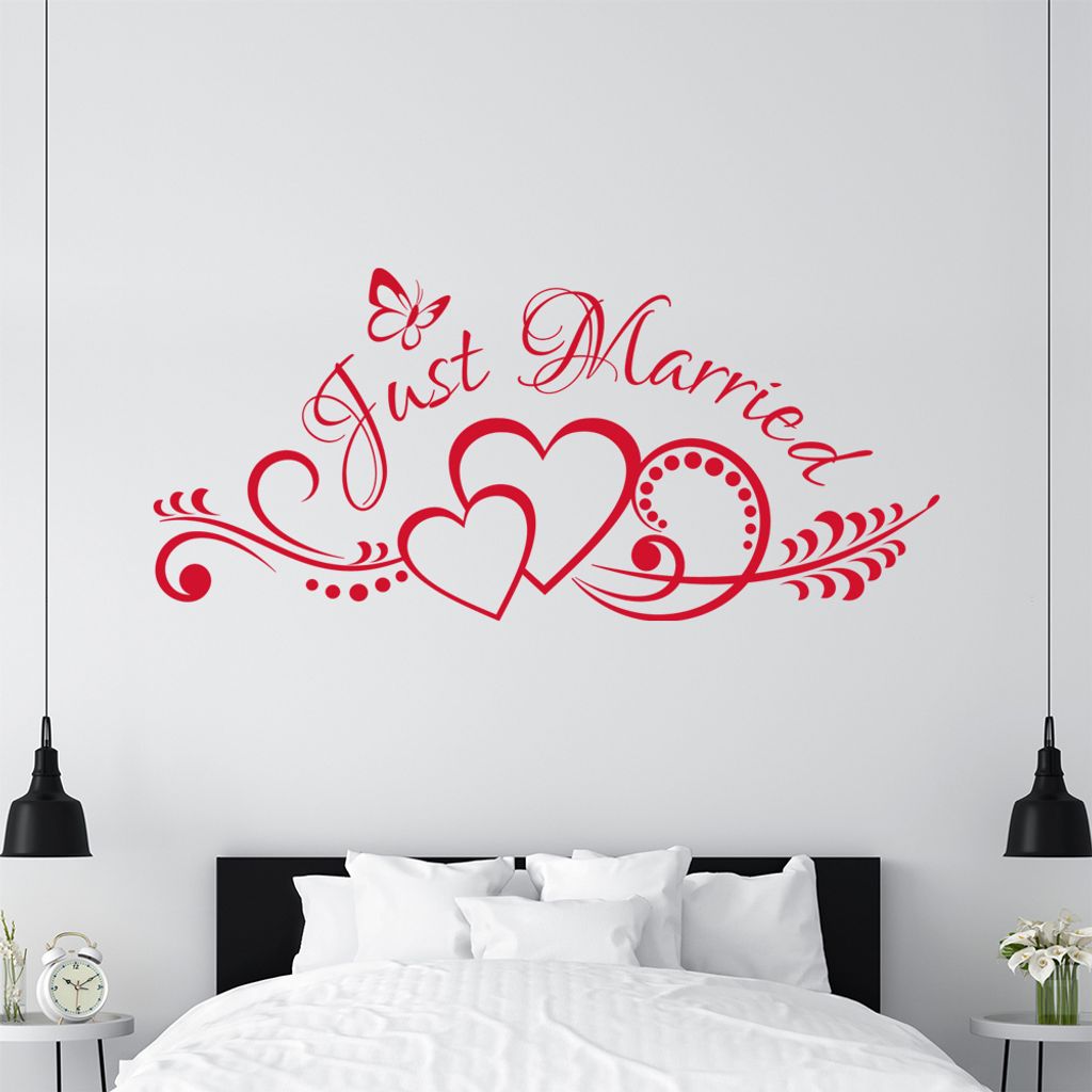 KIWISTAR Just Married - verheiratet Wandtattoo in 6 Größen - Wandaufkleber Wall Sticker - Dekoration, Küche, Wohnzimmer, Schlafzimmer, Badezimmer
