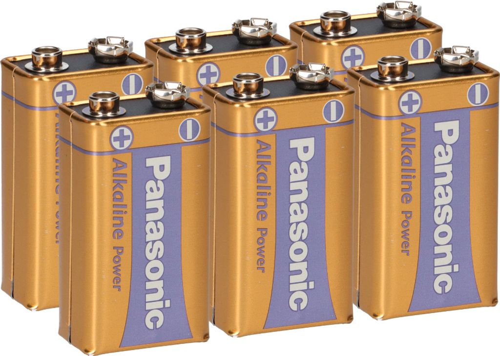 6x Panasonic 9V Block Alkaline Power 9V Batterie Blister