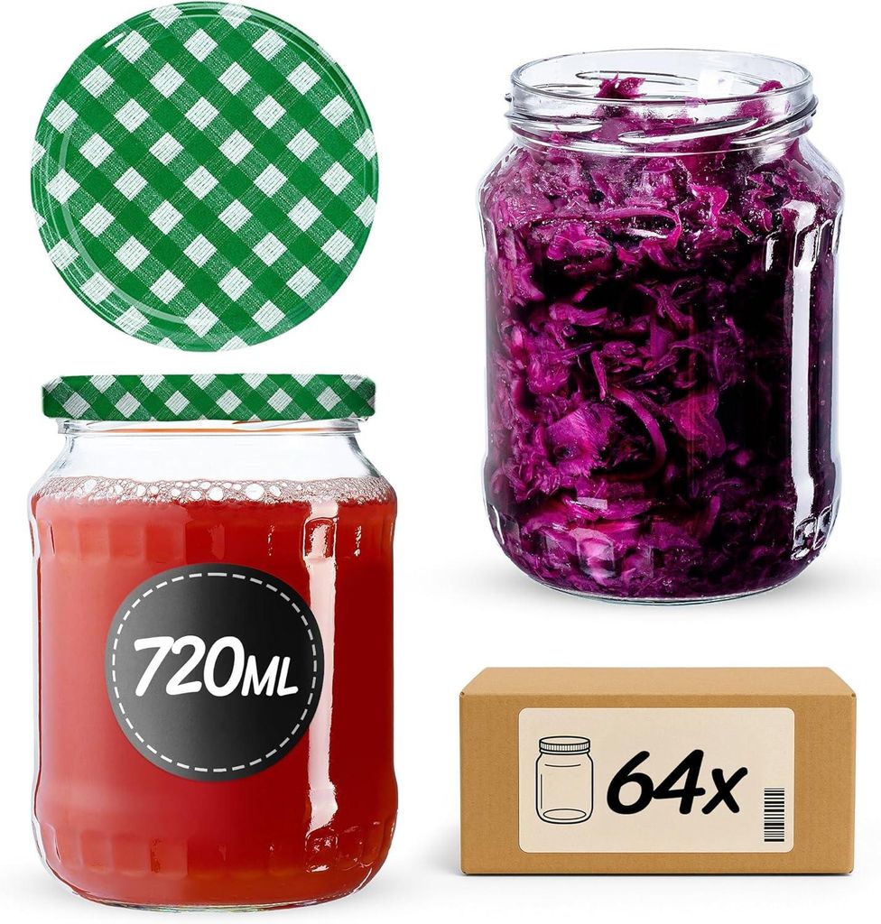 A collage of glass jars, a lid, and a cardboard box, likely for canning or food storage.