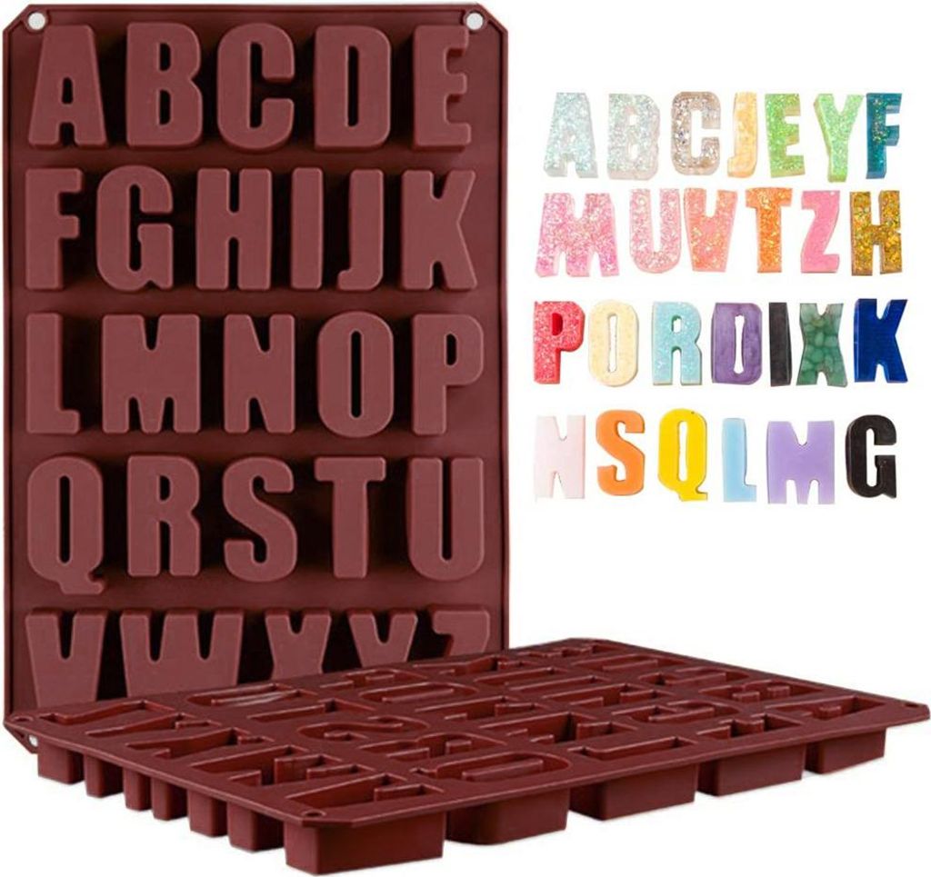 Silikon-Buchstaben-Kuchenform, BPA-frei, antihaftbeschichtete Schokoladenform, weich und leicht zu lösen, Silikon-Dekorationsform, Kuchen-Backuten...