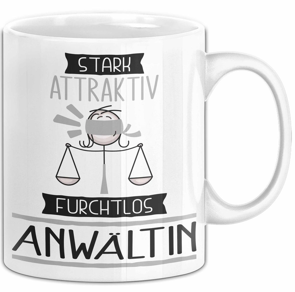 Anwältin Tasse Geschenk Becher Stark Attraktiv Furchtlos Anwältin Lustige Geschenkidee (Weiß)