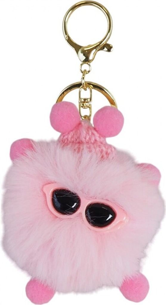 Schlüsselanhänger Pompon mit Hut und Brille rosa BRL336R