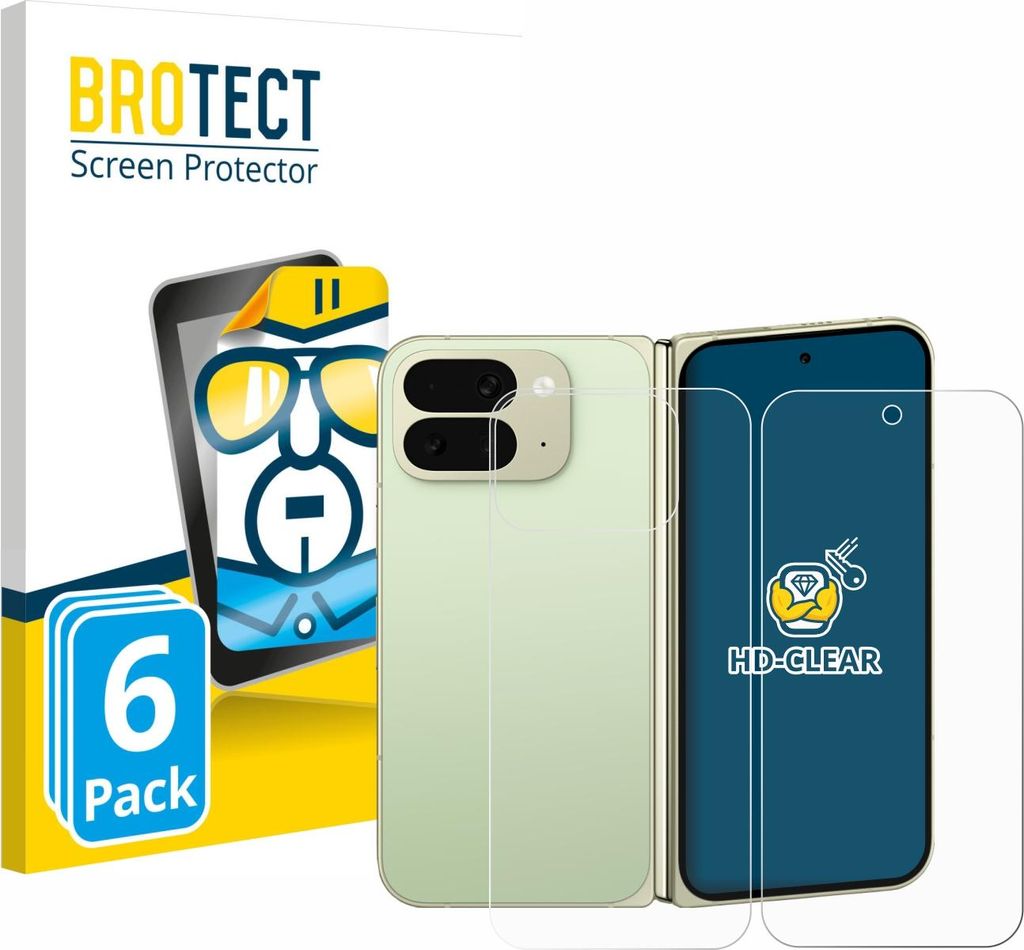 6x Für Google Pixel 10 Pro Fold (Display+Rückseite) Schutzfolie BROTECT Displayschutz Display Schutz Folie Klar Transparent