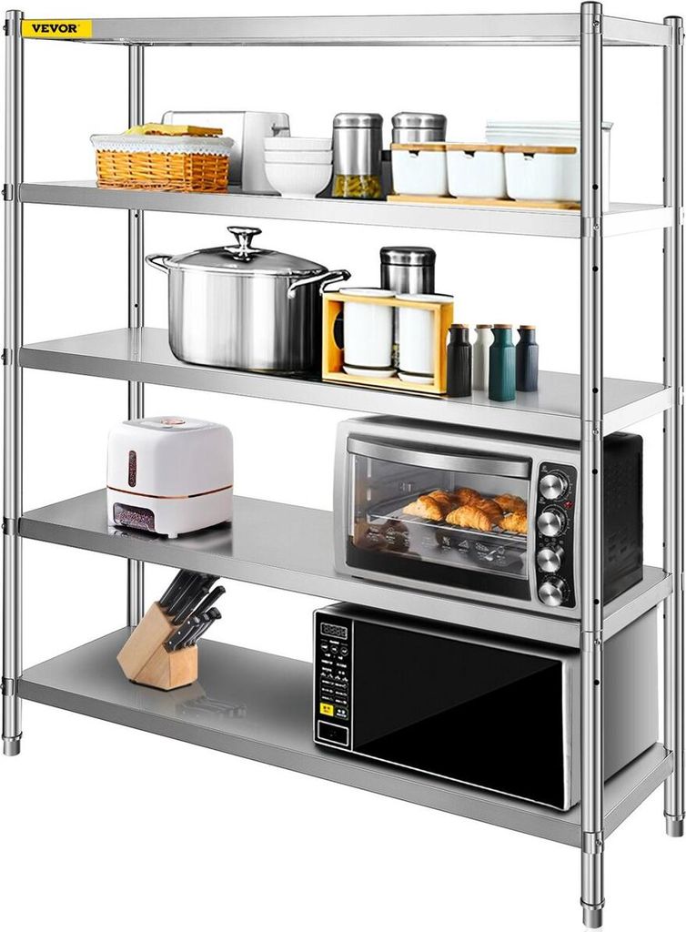 Storage Shelf, 5-Tier Storage Shelving Unit, Stainless Steel Garage Shelf, 70.9 x 17.7 x 70.9 inch Heavy Duty Storage Shelving, 1650 Lbs Total Capa...