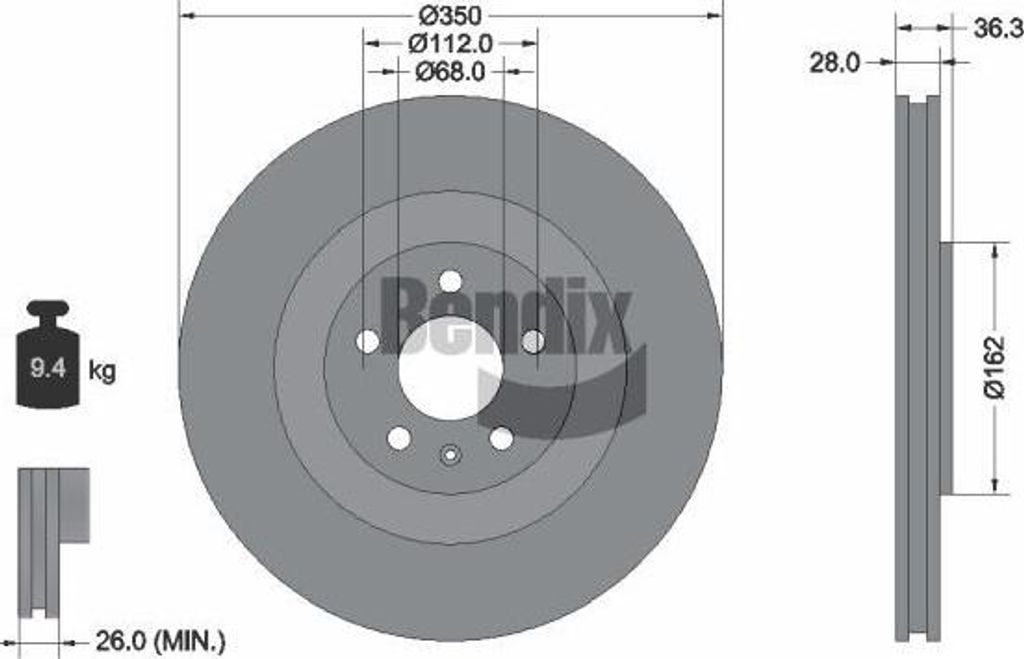 BENDIX Braking BDS1516HC Bremsscheibe OE 4M0615601J kompatibel mit A6 4A, A7 4K, A8 4N, E-Tron, Q7, Q8, Touareg