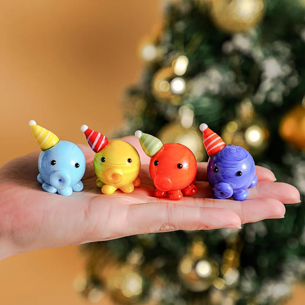 Ornements poulpe pour sapin de Noël et déco de bureau, set de 4 pcs