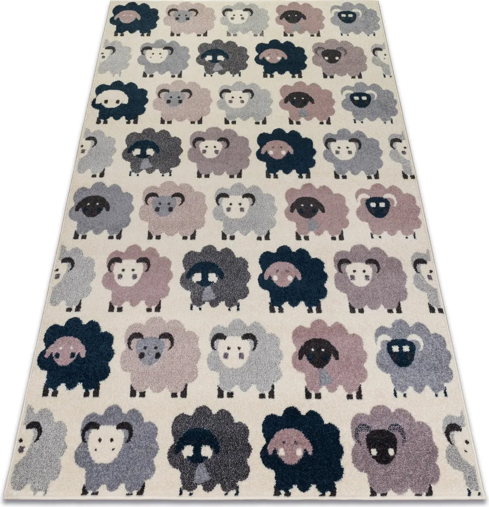 Tapis Enfant Lavable et Résistant 160x220 cm Moutons Beige HEOS 78468