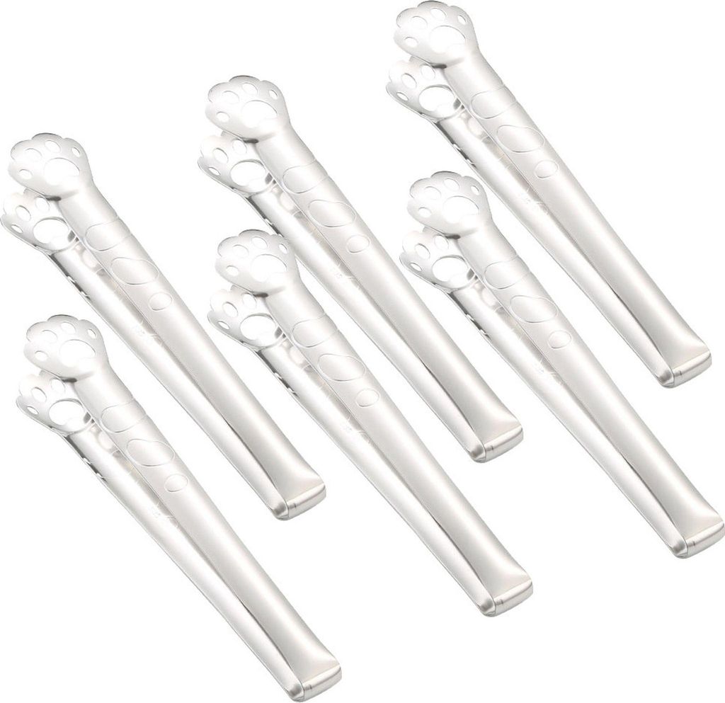 6 Stück Pfotenform Zuckerzange Eiszange Edelstahl Mini Servierzange Vorspeisen Zange Kleine Küchenzange Für Teeparty Kaffeebar Küche (18cm)