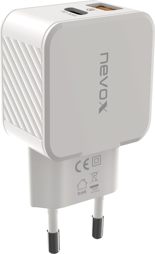 nevox USB PD Type C + USB QC 3.0 Ladegerät 30 Watt weiß (2009)