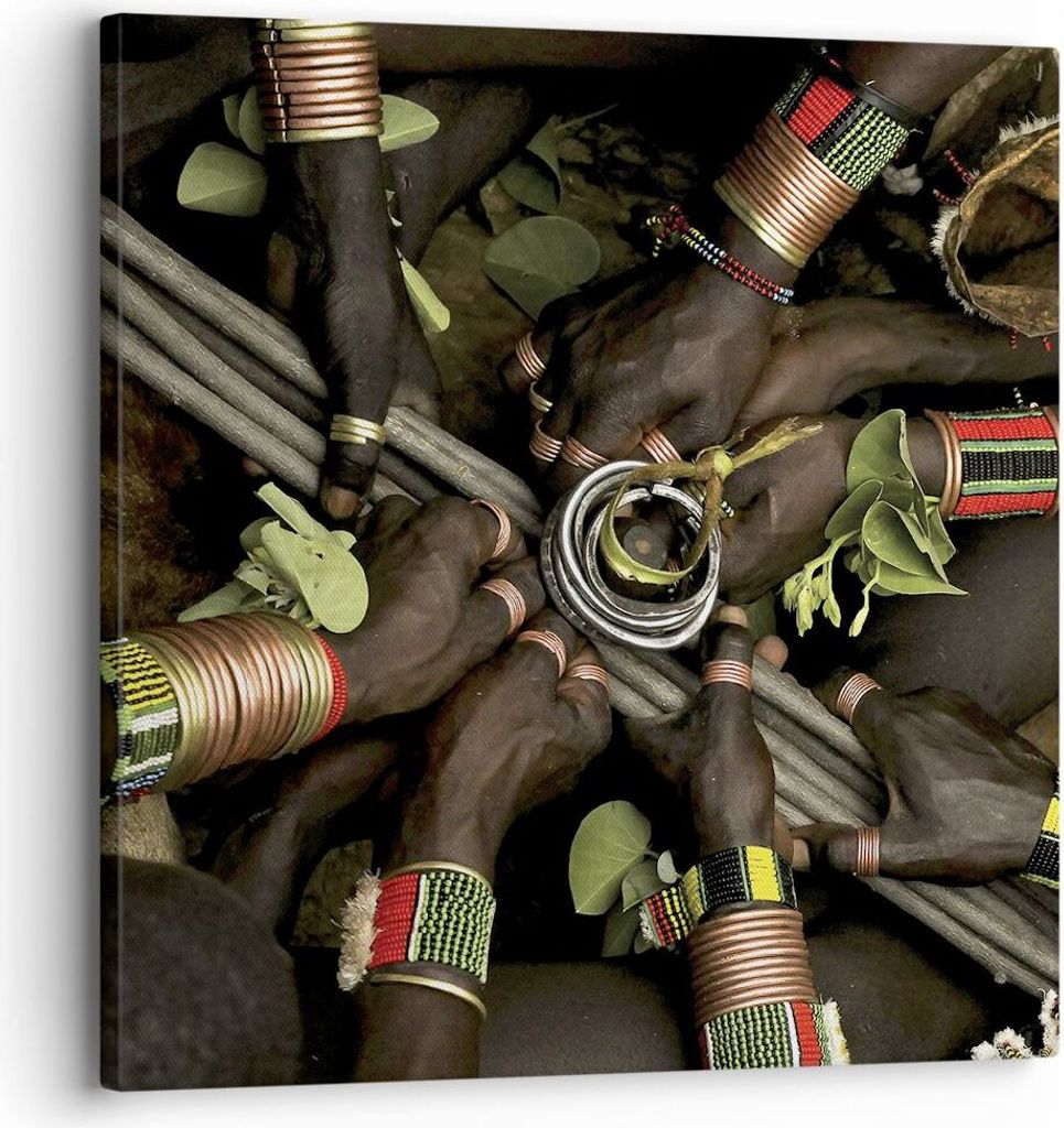 Bild auf Leinwand - Leinwandbild - Einteilig - Äthiopien Ritual Stamm - 30x30cm - Wand Bild - Wanddeko - Wandbilder - Leinwanddruck - Bilder - Wan...