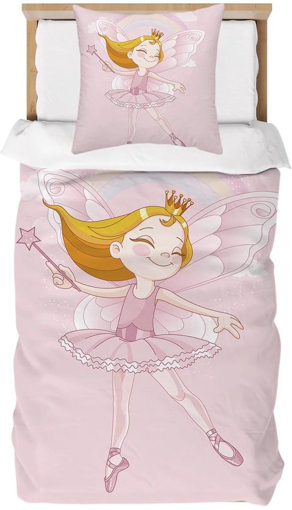 Unyqoos Bettwäsche-Set für Mädchen mit Märchendesign, Mikrofaser, Pink, 135 x 200 cm, mit Kissenbezug