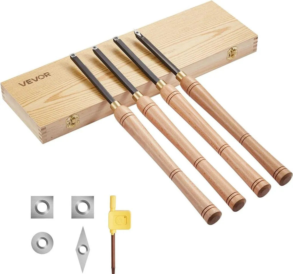 Outils de tournage sur bois HSS - Set de 4 gouges pour finitions pro - 9