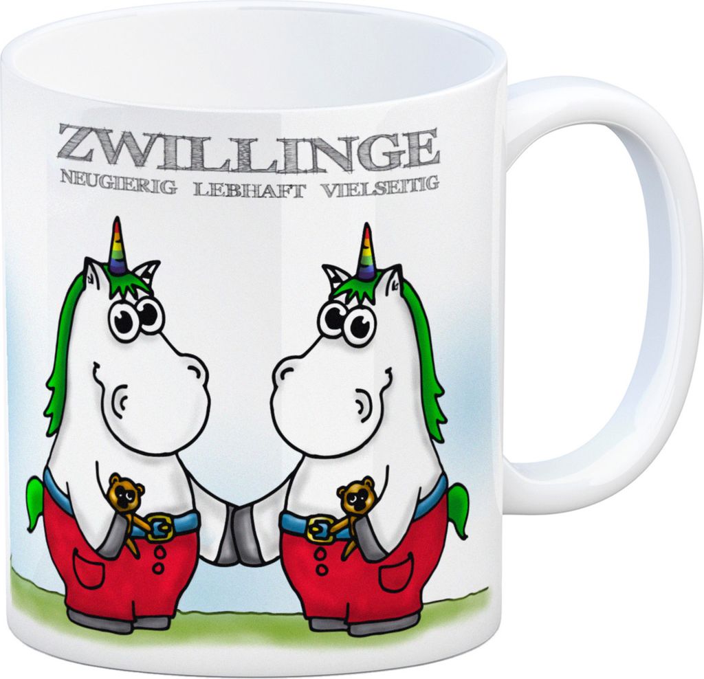 Honeycorns Kaffeebecher mit Sternzeichen Zwillinge Motiv Tasse Kaffeetasse