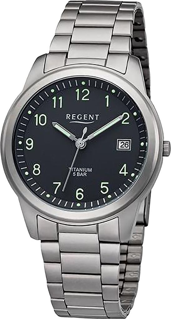 Regent Titan Herren Uhr Armbanduhr Quarz grau Titan-Uhren D2URF1296