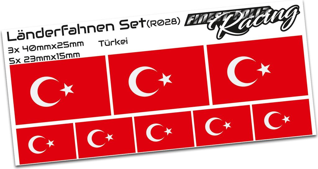 8er Set Länderfahnen Aufkleber "Turkey" Sticker Flagge Auto Zubehör R028
