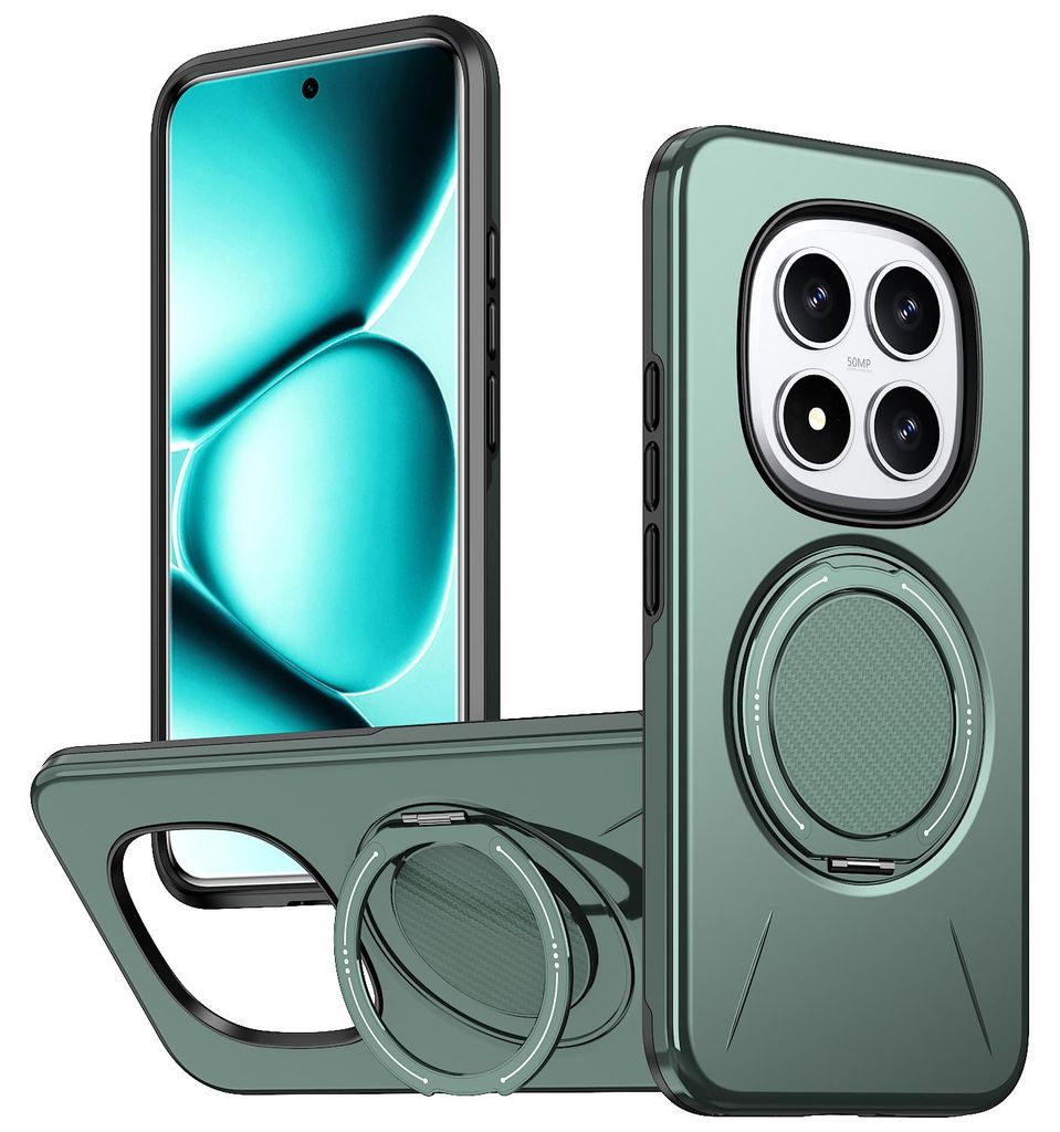 Magnetisch Hülle für Xiaomi Poco M8 Pro/Redmi Note 15 Pro+, Stoßfeste Weich TPU und Hard PC Schutzhülle mit Ringhalter Ständer Grün